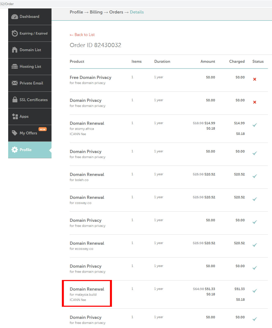 2022 Renewal of malaysia.build with Namecheap
