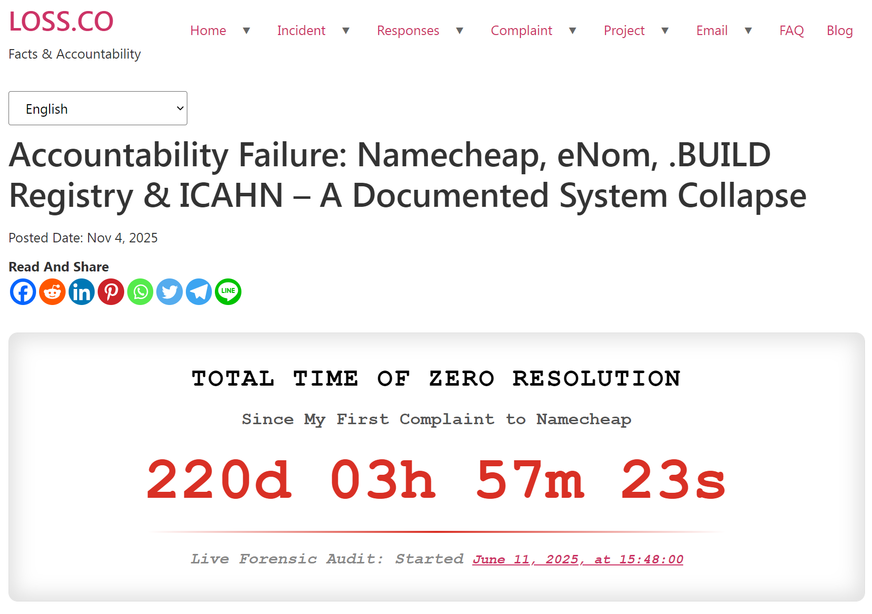 220 Days With Zero SolutionAfter First-Complaint Against Namecheap.png