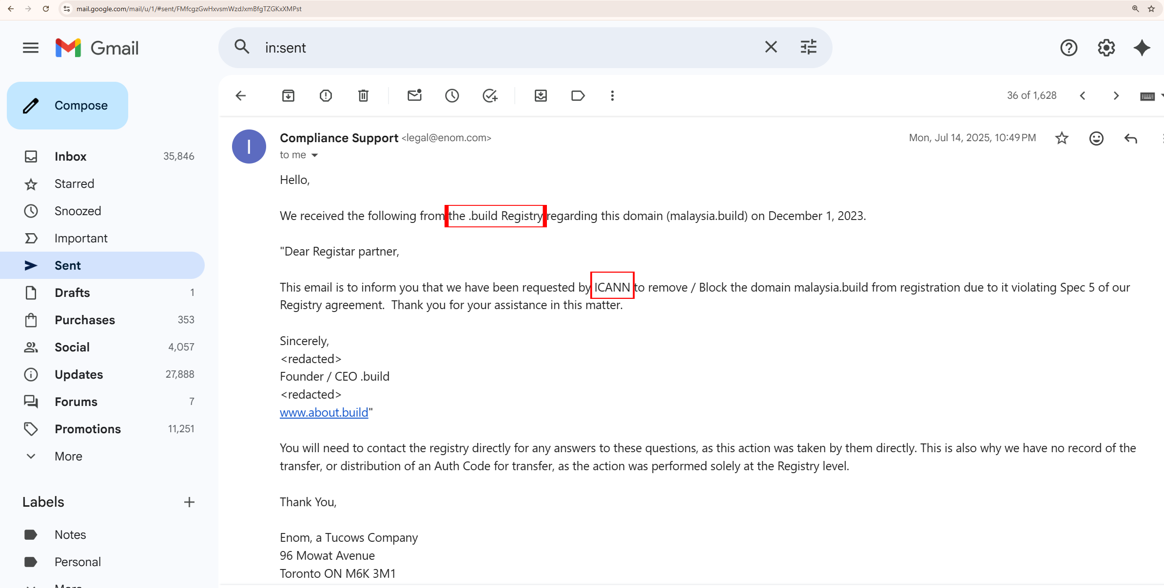 eNom Reply 
