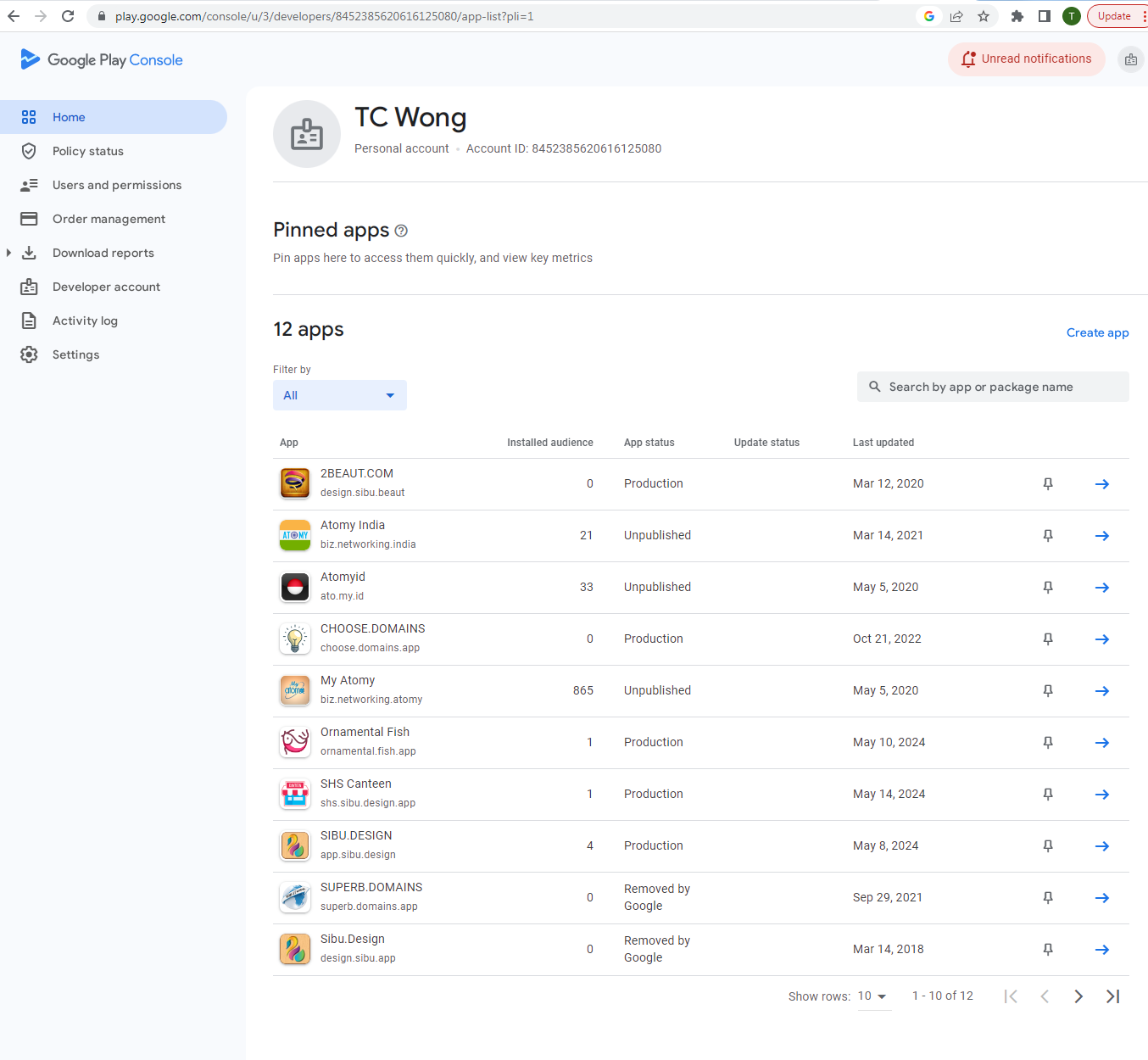 Wong Tai Chiew Android Developer Account