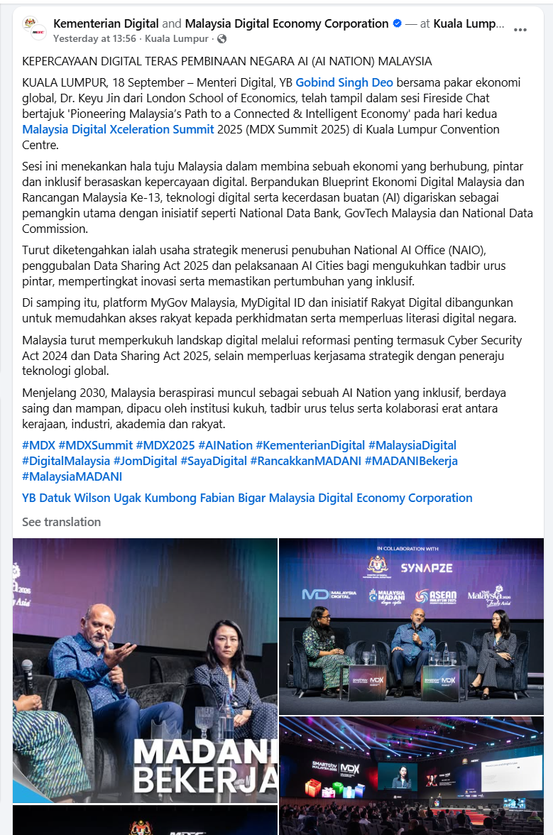 Ministry of Digital Facebook Post